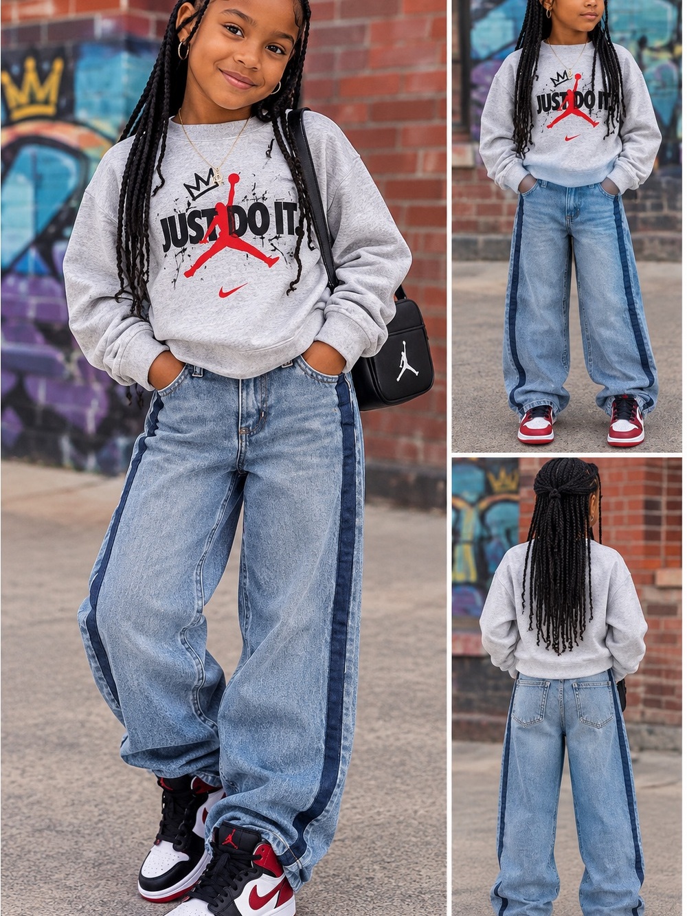 The Children's Place baggy Blue Stripe Wide-Leg Jeans